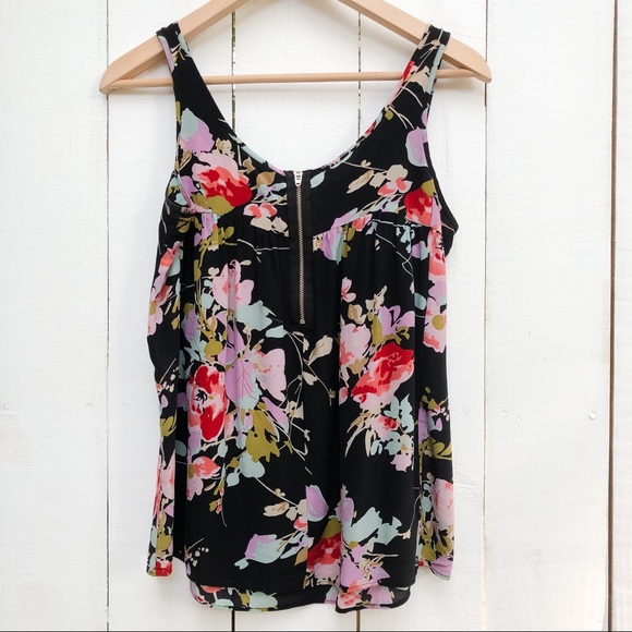 Yumi Kim Floral Black Sleeveless Top Tank Top XS - Picture 4 of 8
